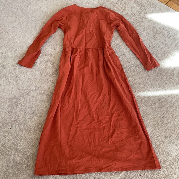 Etsy Rust Peasant Cotton Linen Maxi Dress - Picture 4 of 4